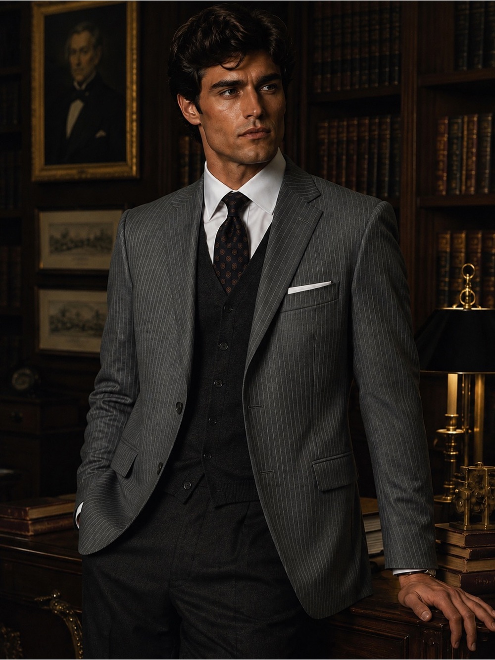 NWT JOS. A. BANK Signature Gray 100% Wool Pinstripe Blazer Dark Academia 43L